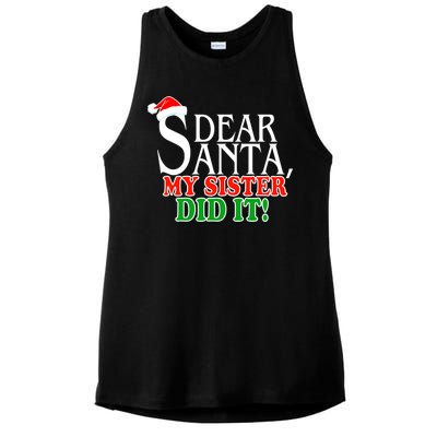 Dear Santa My Sister Did It Funny Christmas Ladies PosiCharge Tri-Blend Wicking Tank