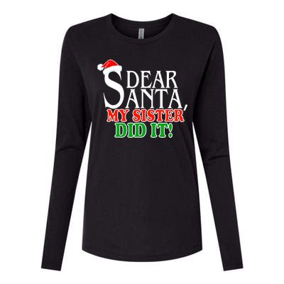 Dear Santa My Sister Did It Funny Christmas Womens Cotton Relaxed Long Sleeve T-Shirt