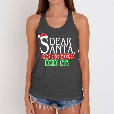 Dear Santa My Sister Did It Funny Christmas Women's Knotted Racerback Tank