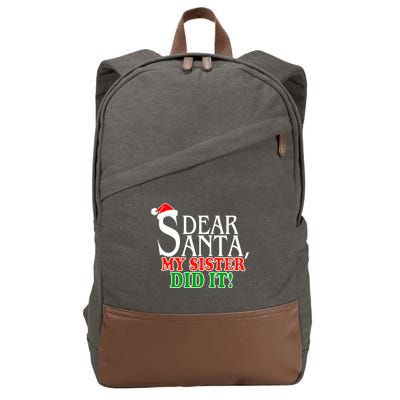 Dear Santa My Sister Did It Funny Christmas Cotton Canvas Backpack