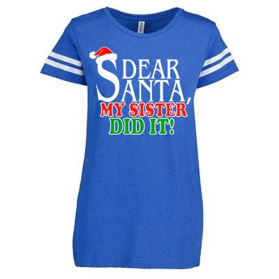 Dear Santa My Sister Did It Funny Christmas Enza Ladies Jersey Football T-Shirt