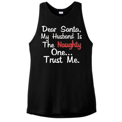 Dear Santa Naughty Husband Ladies PosiCharge Tri-Blend Wicking Tank