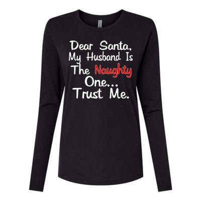 Dear Santa Naughty Husband Womens Cotton Relaxed Long Sleeve T-Shirt