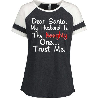 Dear Santa Naughty Husband Enza Ladies Jersey Colorblock Tee