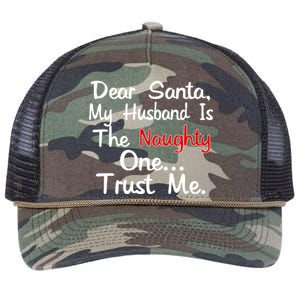 Dear Santa Naughty Husband Retro Rope Trucker Hat Cap