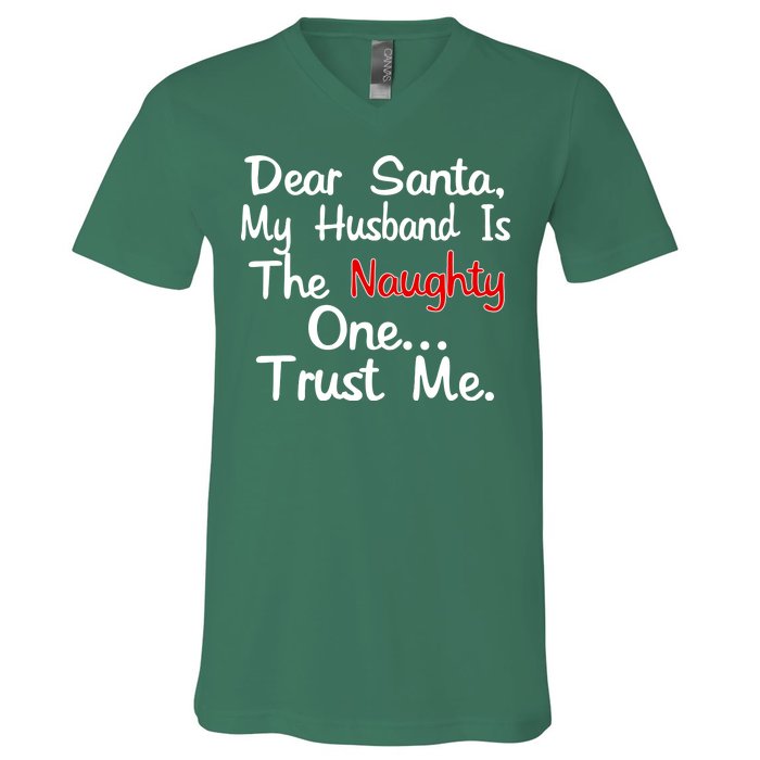 Dear Santa Naughty Husband V-Neck T-Shirt