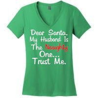 Dear Santa Naughty Husband Women's V-Neck T-Shirt