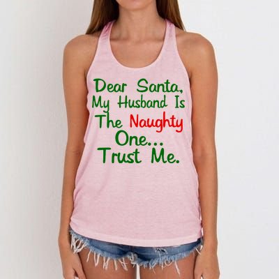 Dear Santa Naughty Husband Women's Knotted Racerback Tank