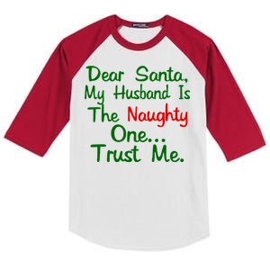 Dear Santa Naughty Husband Kids Colorblock Raglan Jersey