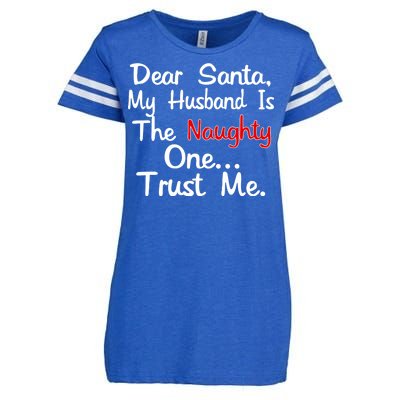 Dear Santa Naughty Husband Enza Ladies Jersey Football T-Shirt