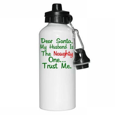 Dear Santa Naughty Husband Aluminum Water Bottle