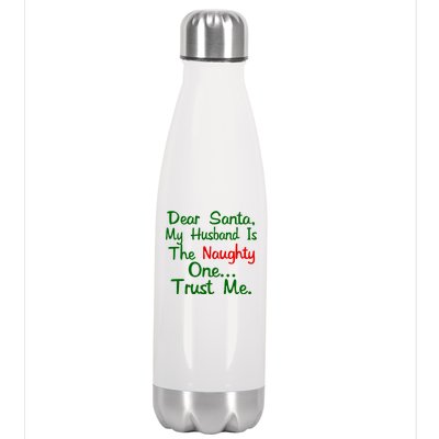 Dear Santa Naughty Husband Stainless Steel Insulated Water Bottle