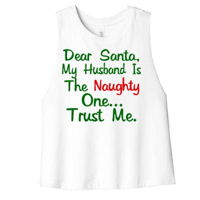 Dear Santa Naughty Husband Women's Racerback Cropped Tank