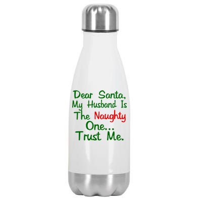 Dear Santa Naughty Husband Stainless Steel Insulated Water Bottle