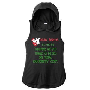 Dear Santa Naughty List Girls Numbers Funny Ladies PosiCharge Tri-Blend Wicking Draft Hoodie Tank