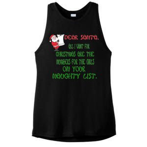 Dear Santa Naughty List Girls Numbers Funny Ladies PosiCharge Tri-Blend Wicking Tank