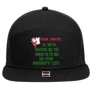 Dear Santa Naughty List Girls Numbers Funny 7 Panel Mesh Trucker Snapback Hat