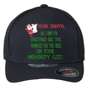 Dear Santa Naughty List Girls Numbers Funny Flexfit Unipanel Trucker Cap