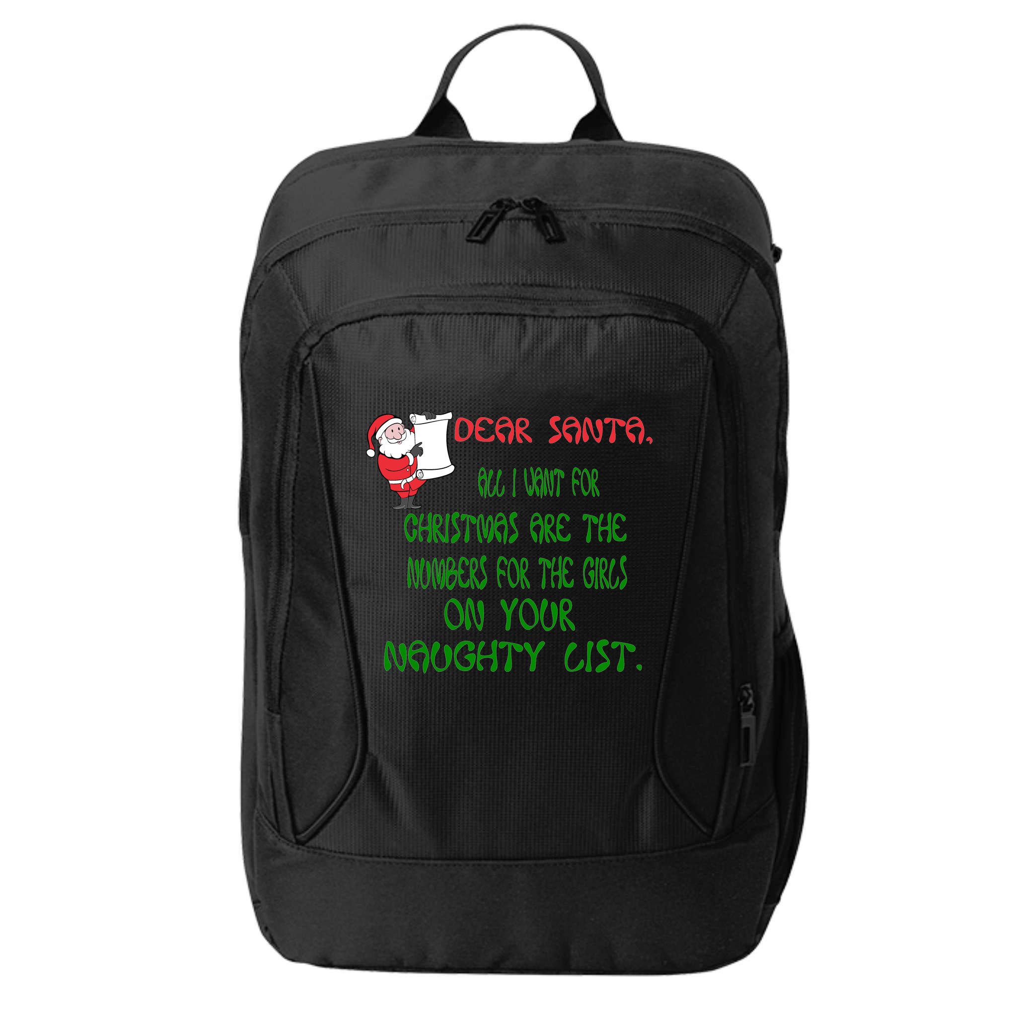 Dear Santa Naughty List Girls Numbers Funny City Backpack