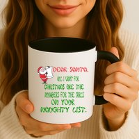 Dear Santa Naughty List Girls Numbers Funny Mug