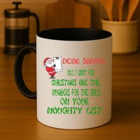 Dear Santa Naughty List Girls Numbers Funny Mug