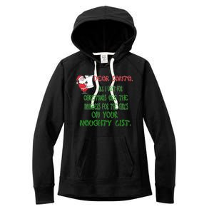 Dear Santa Naughty List Girls Numbers Funny Women's Fleece Hoodie