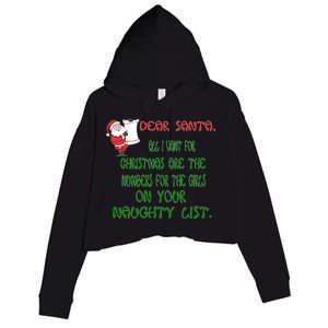 Dear Santa Naughty List Girls Numbers Funny Crop Fleece Hoodie