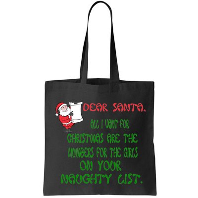 Dear Santa Naughty List Girls Numbers Funny Bag