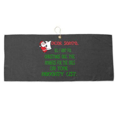 Dear Santa Naughty List Girls Numbers Funny Large Microfiber Waffle Golf Towel