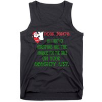 Dear Santa Naughty List Girls Numbers Funny Tank Top