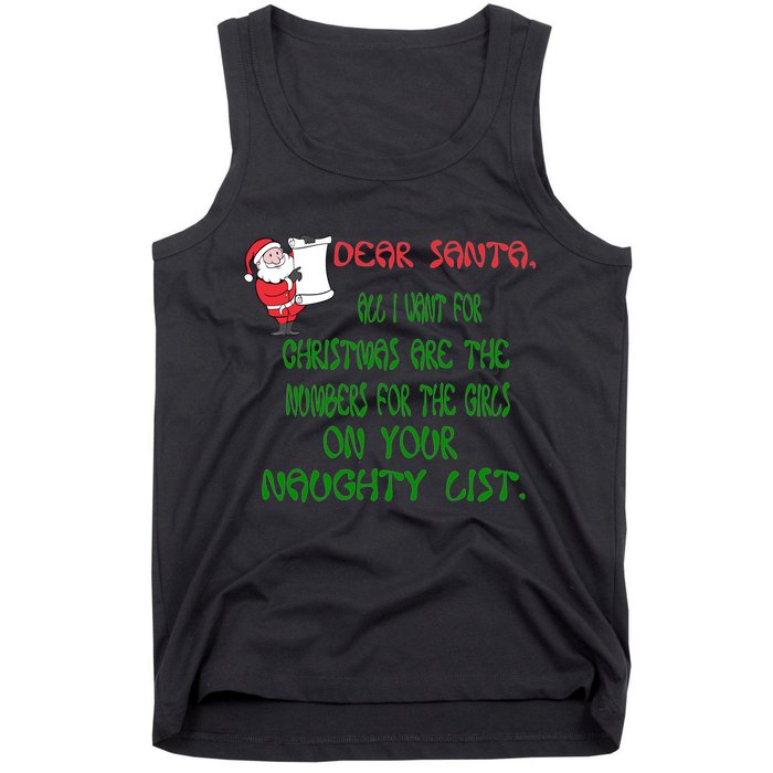 Dear Santa Naughty List Girls Numbers Funny Tank Top