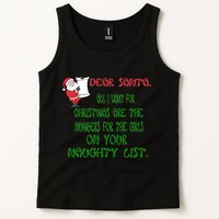 Dear Santa Naughty List Girls Numbers Funny Tank Top