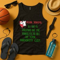 Dear Santa Naughty List Girls Numbers Funny Tank Top