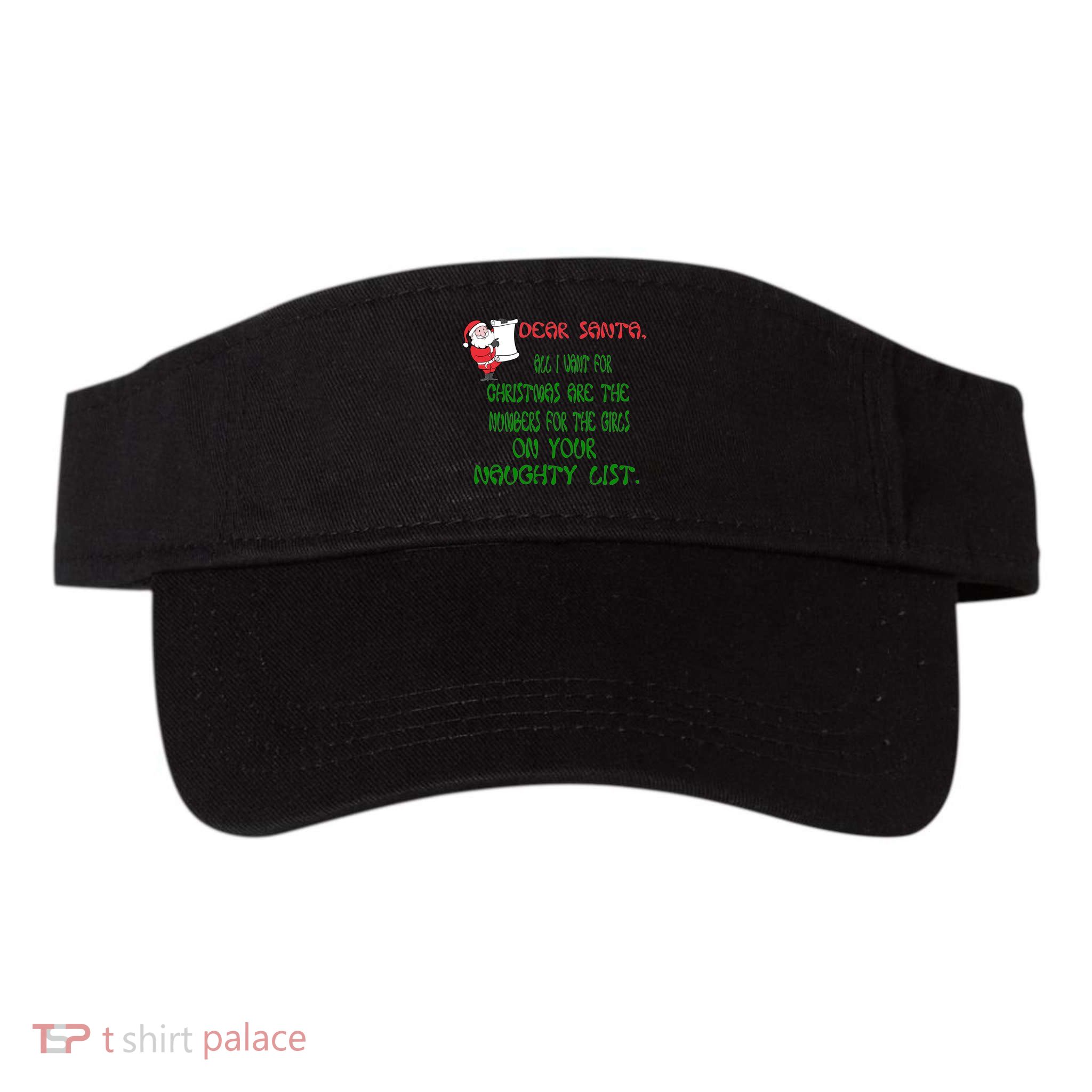 Dear Santa Naughty List Girls Numbers Funny Valucap Bio-Washed Visor