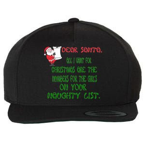 Dear Santa Naughty List Girls Numbers Funny Wool Snapback Cap