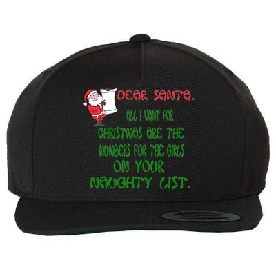 Dear Santa Naughty List Girls Numbers Funny Wool Snapback Cap