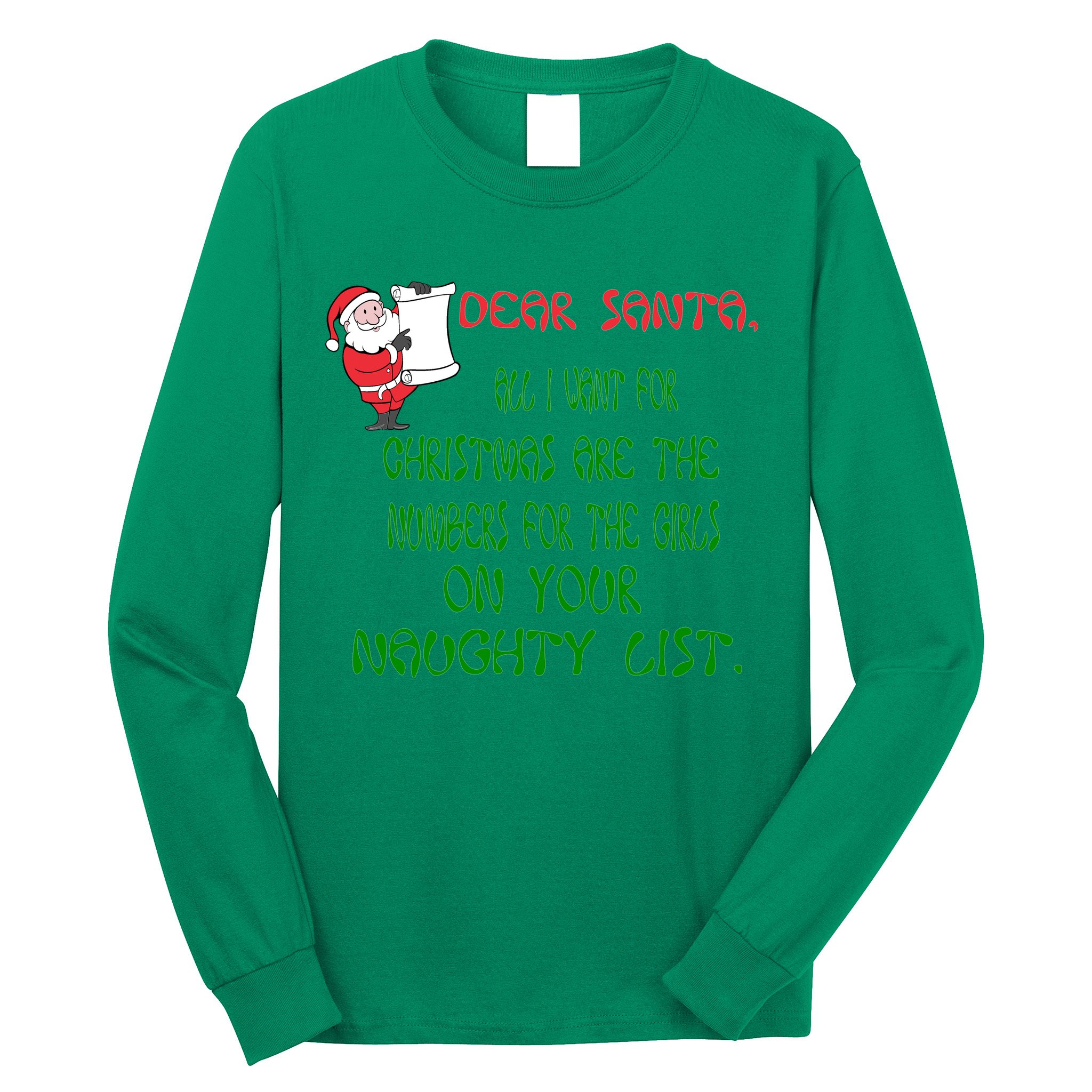 Dear Santa Naughty List Girls Numbers Funny Long Sleeve Shirt