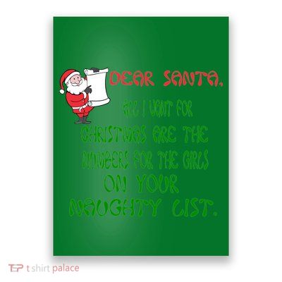 Dear Santa Naughty List Girls Numbers Funny Poster