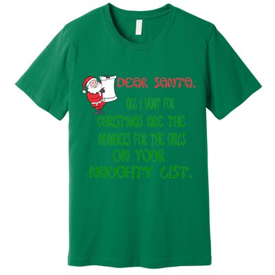 Dear Santa Naughty List Girls Numbers Funny Premium T-Shirt