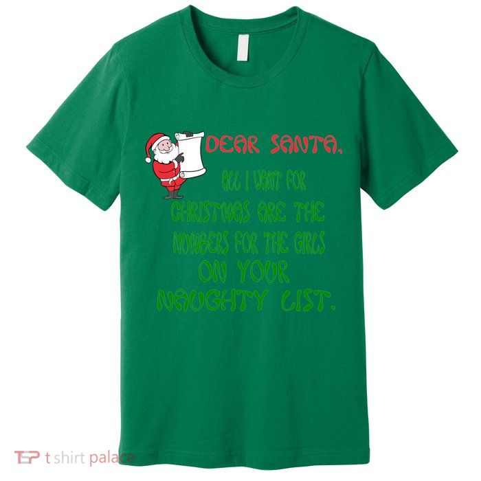 Dear Santa Naughty List Girls Numbers Funny Premium T-Shirt