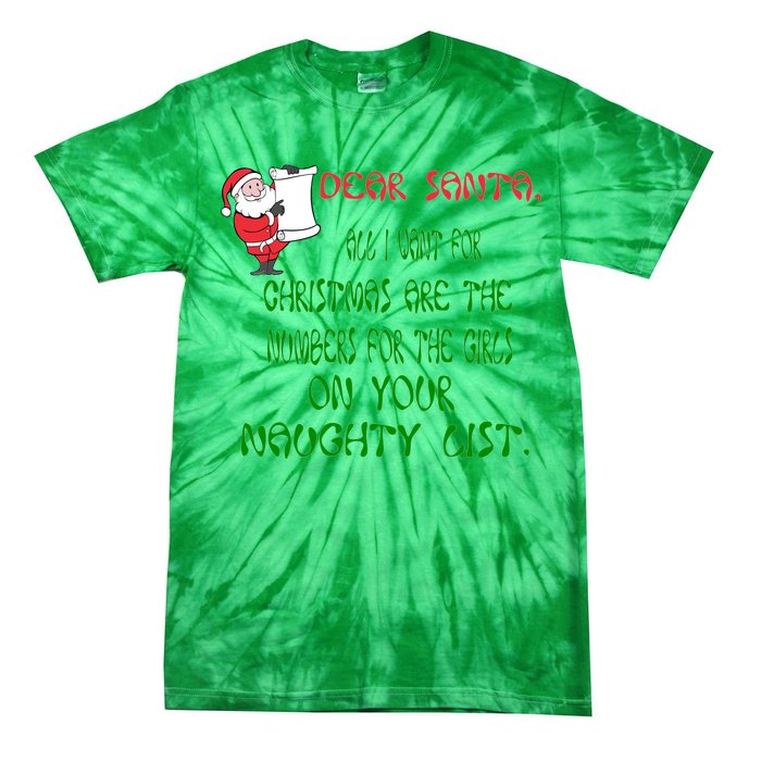 Dear Santa Naughty List Girls Numbers Funny Tie-Dye T-Shirt