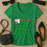 Dear Santa Naughty List Girls Numbers Funny Women's V-Neck T-Shirt