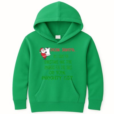 Dear Santa Naughty List Girls Numbers Funny Kids Hoodie
