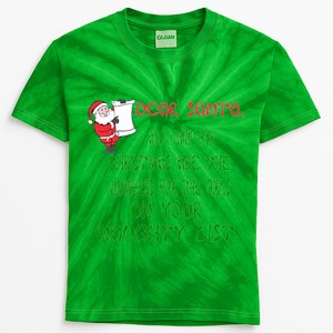 Dear Santa Naughty List Girls Numbers Funny Kids Tie-Dye T-Shirt