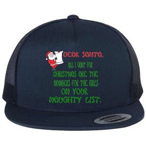 Dear Santa Naughty List Girls Numbers Funny Flat Bill Trucker Hat