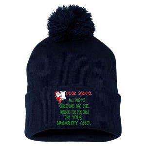 Dear Santa Naughty List Girls Numbers Funny Pom Pom 12in Knit Beanie