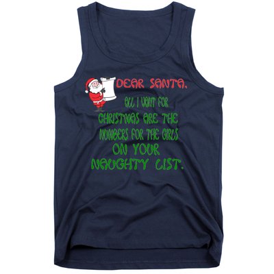 Dear Santa Naughty List Girls Numbers Funny Tank Top