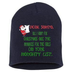 Dear Santa Naughty List Girls Numbers Funny Short Acrylic Beanie