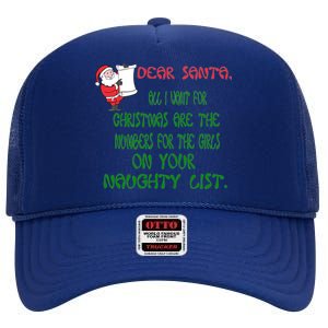 Dear Santa Naughty List Girls Numbers Funny High Crown Mesh Back Trucker Hat