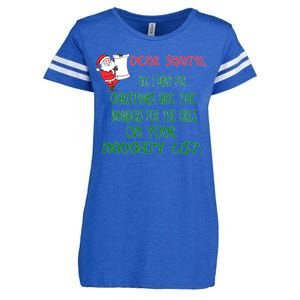 Dear Santa Naughty List Girls Numbers Funny Enza Ladies Jersey Football T-Shirt